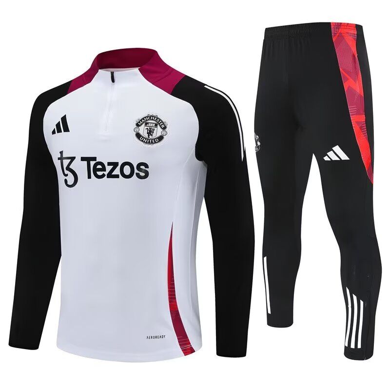 AAA Quality Man Utd 24/25 Tracksuit - White/Black/Purple